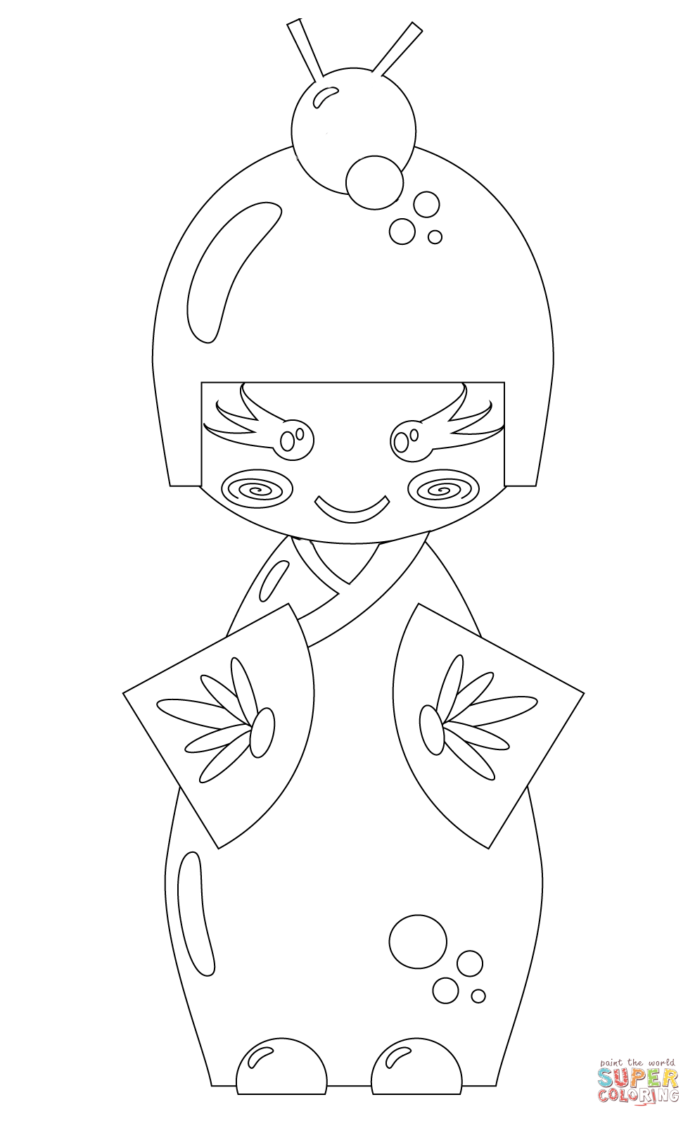 988x1593 Japanese Traditional Doll Coloring Page Within 4