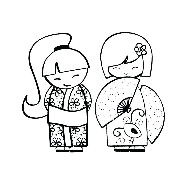736x736 Kimono Doll Bookmark Coloring Page Kimono Designs Coloring Book