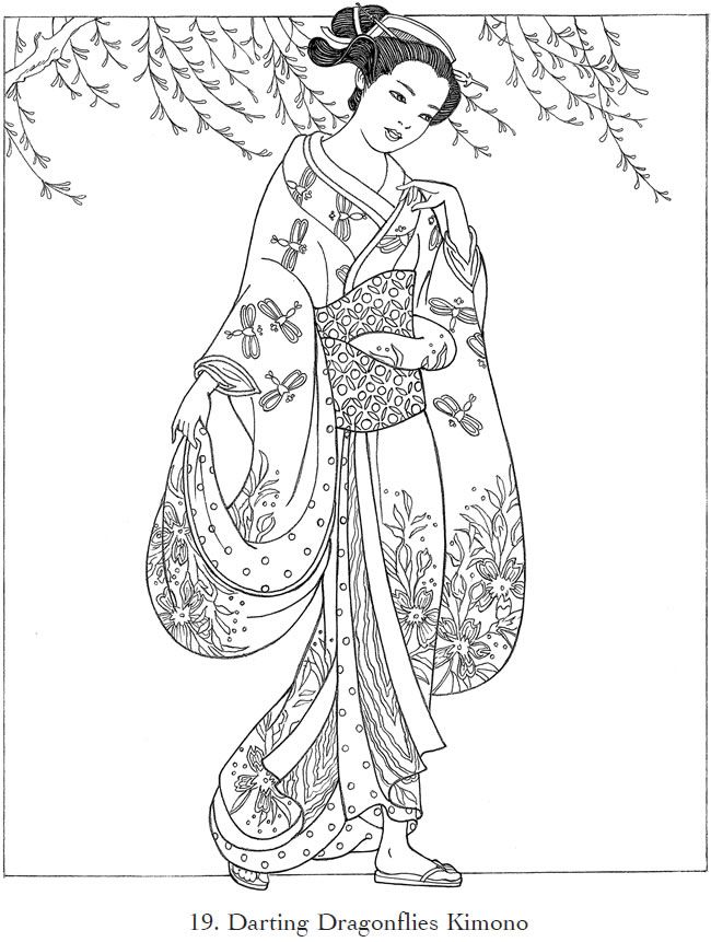650x861 Creative Haven Japanese Kimono Designs Coloring Book Coloring