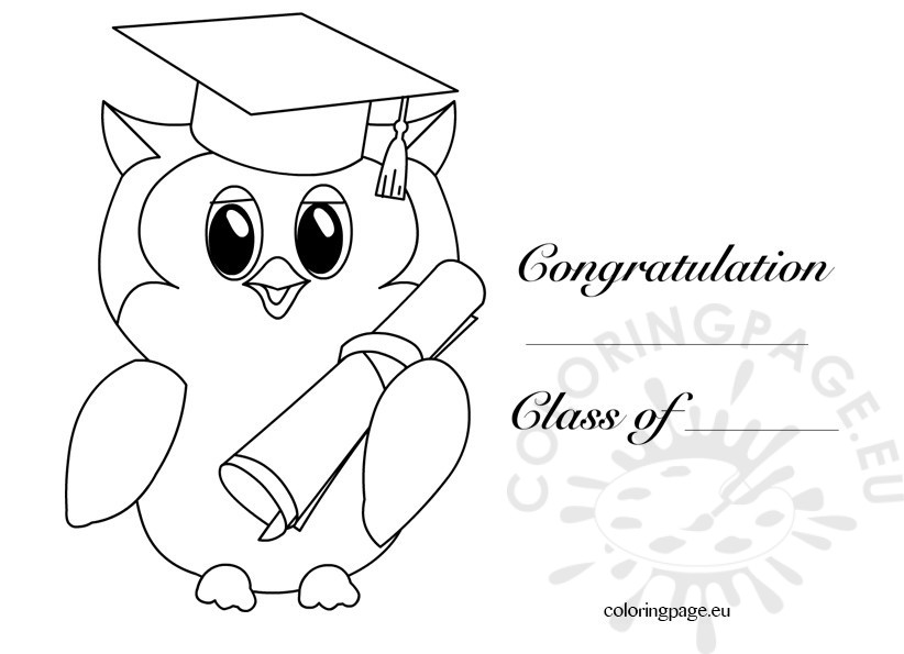 822x595 Kindergarten Graduation Owl 2 Coloring Page