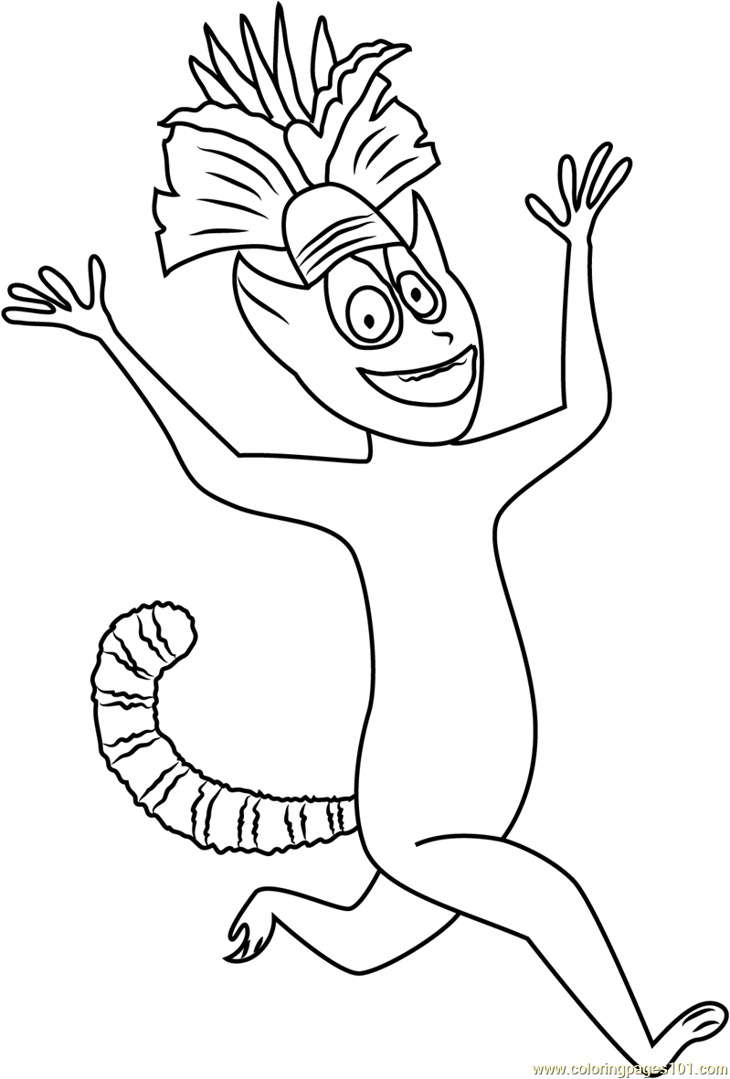 799x1181 Happy King Julien Xiii Coloring Page