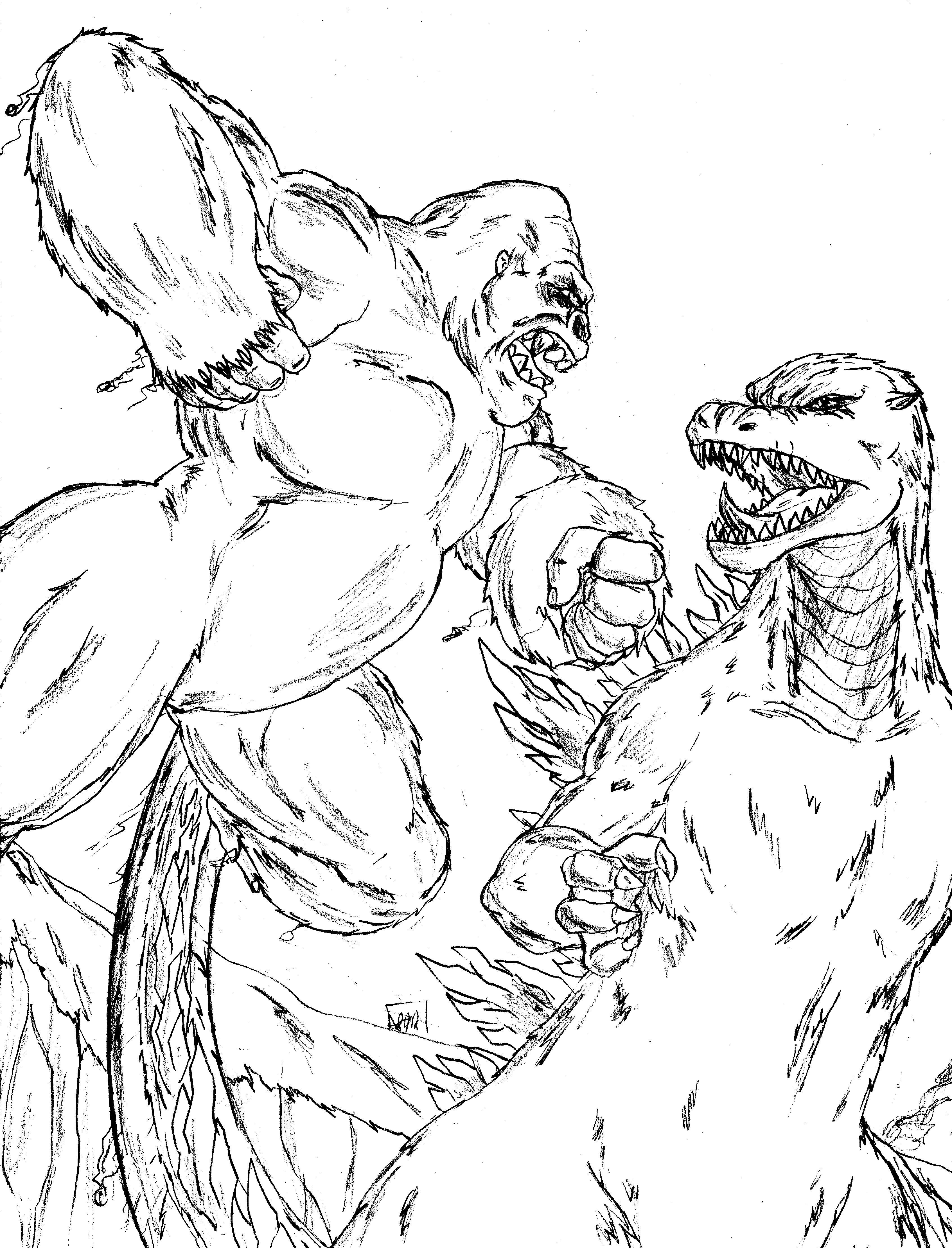 3386x4439 Godzilla Vs King Kong Coloring Pages Gallery Coloring For Kids 2018