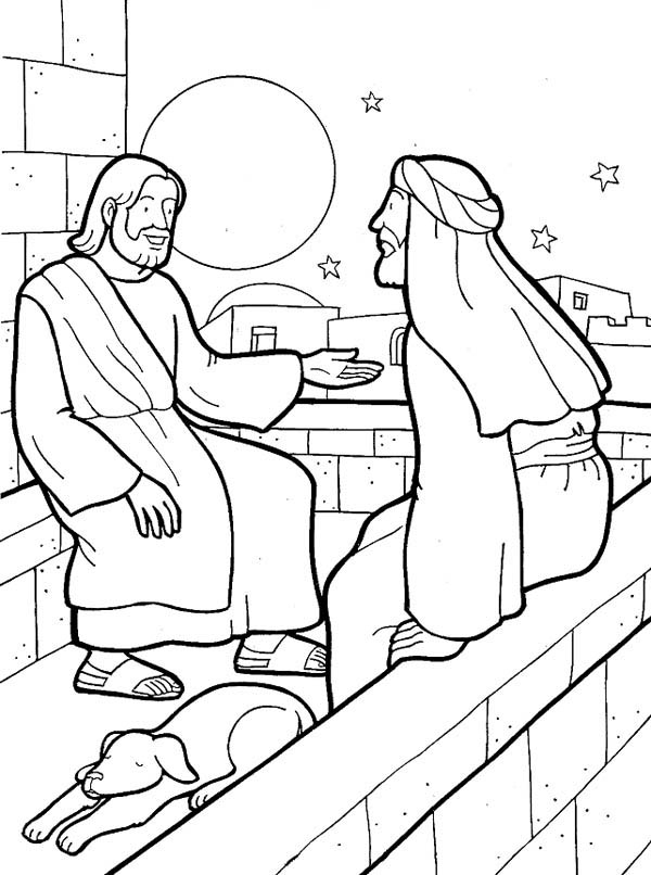 600x806 Coloringjesus Nicodemus Coloring Sun