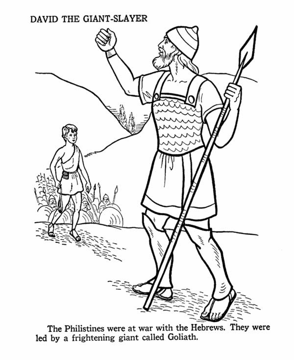 600x734 David The Giant Slayer In The Story Of King Saul Coloring Page