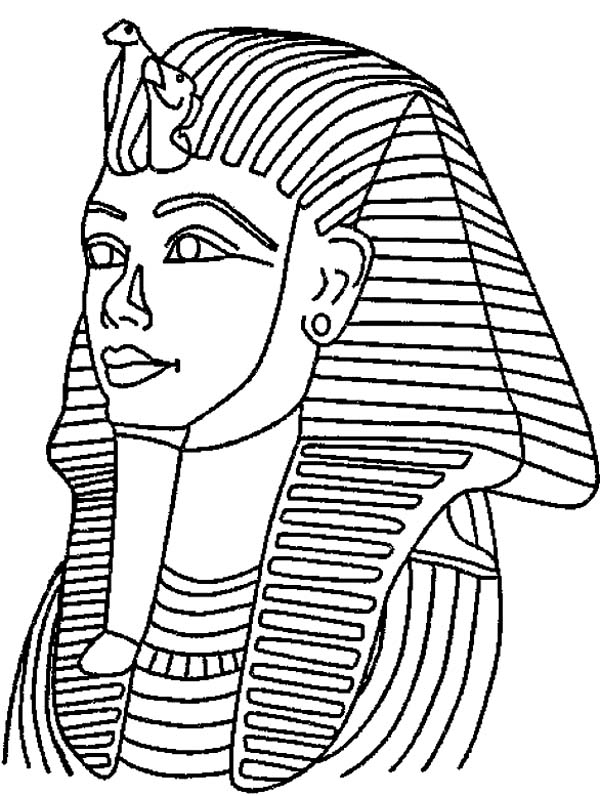 600x796 King Tut Mask Mummy Free Coloring Page