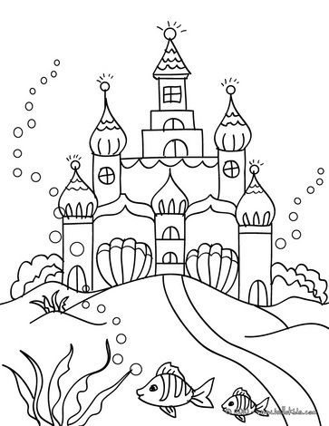 363x470 Mermaid's Submarine Kingdom Coloring Page Children
