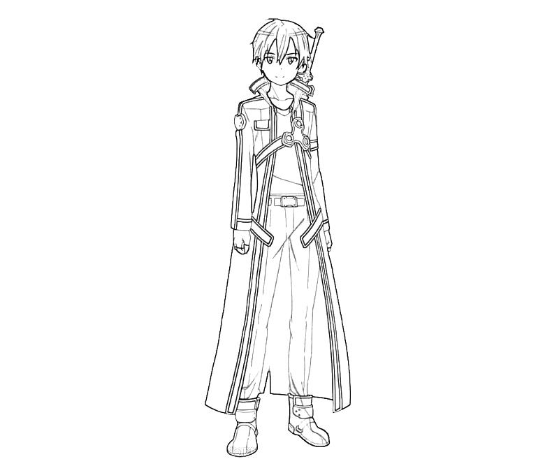 800x667 Kirito Coloring Pages Lineart Sword Art Online