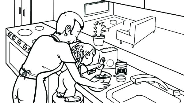 600x337 Cooking Coloring Pages Kitchen Coloring Page Cooking Coloring