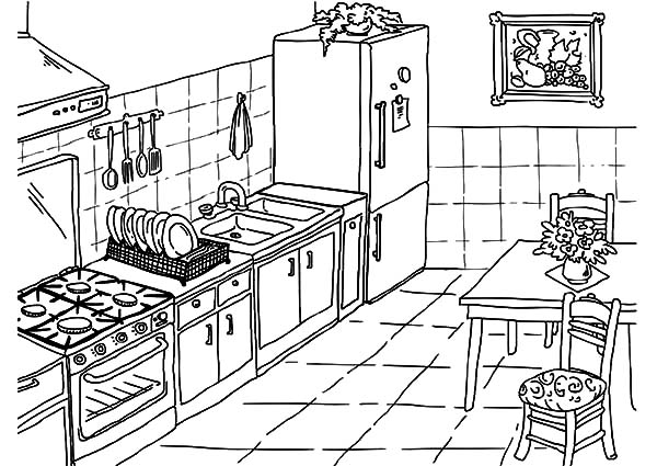 600x425 Drawing Kitchen Coloring Pages