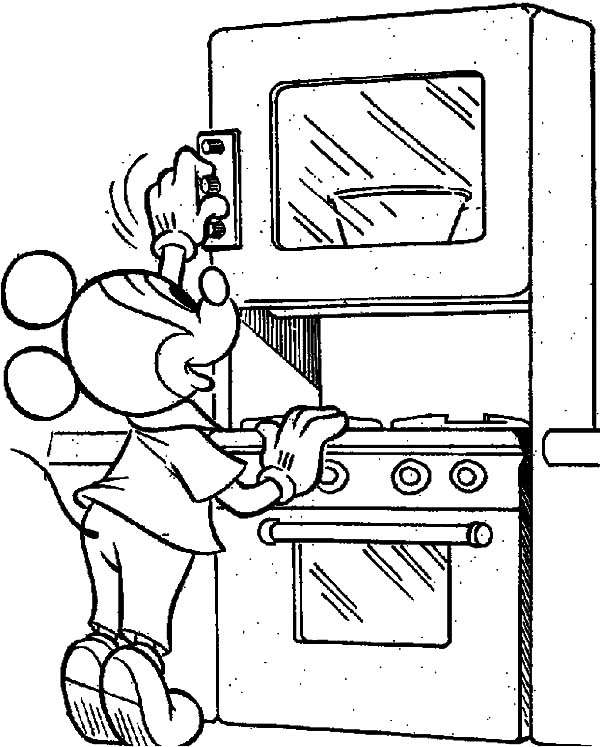 600x747 Mickey Mouse In The Kitchen Coloring Pages