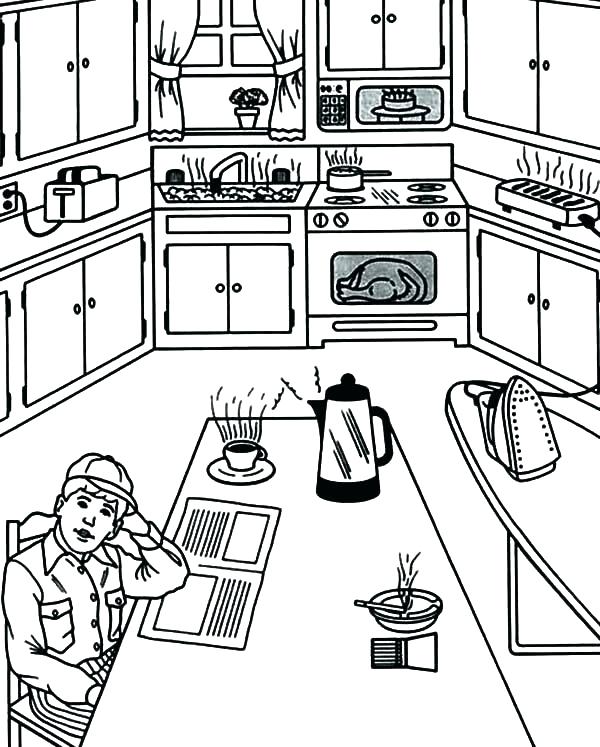 600x747 Kitchen Coloring Page Kitchen Coloring Pages Food Safety Coloring