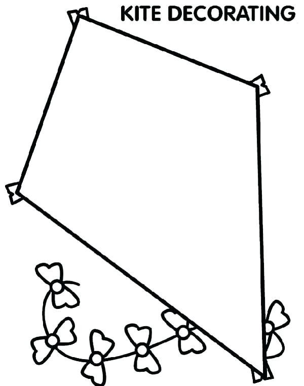 600x761 Kites Coloring Pages Kite Printable Throughout Page Plans 9