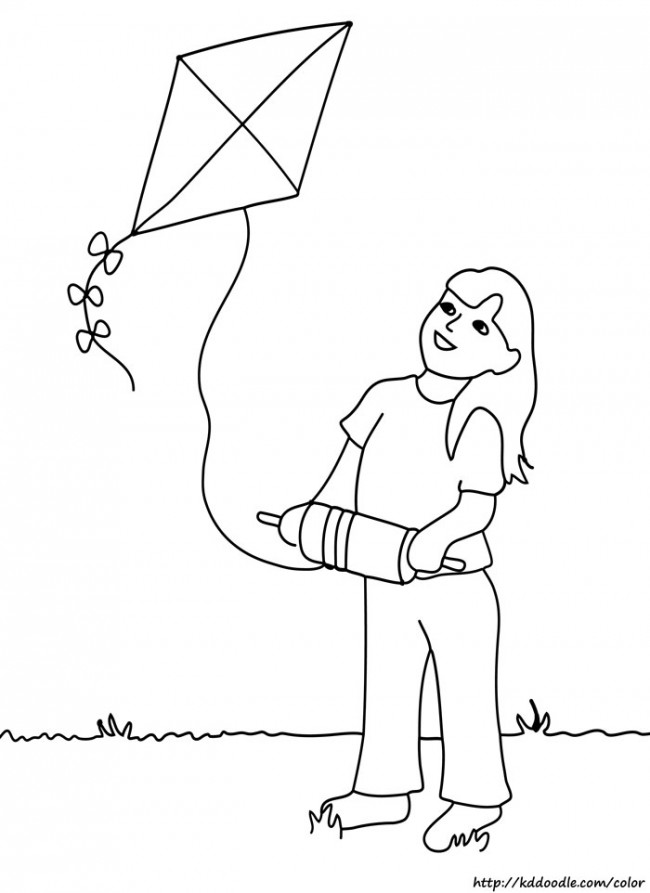 650x893 Flying Kite Coloring Page Amp Clipart
