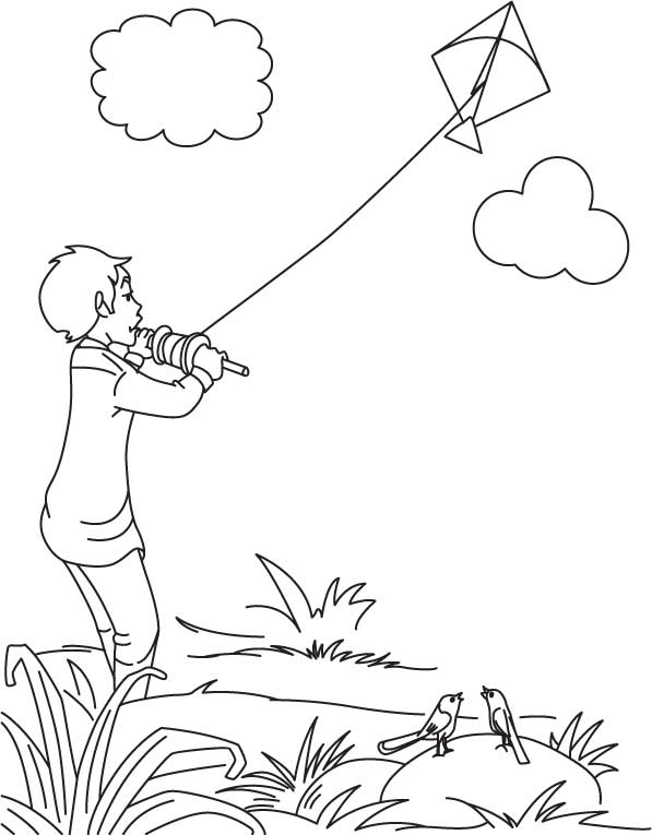 597x765 Kite Flying Day Coloring Page