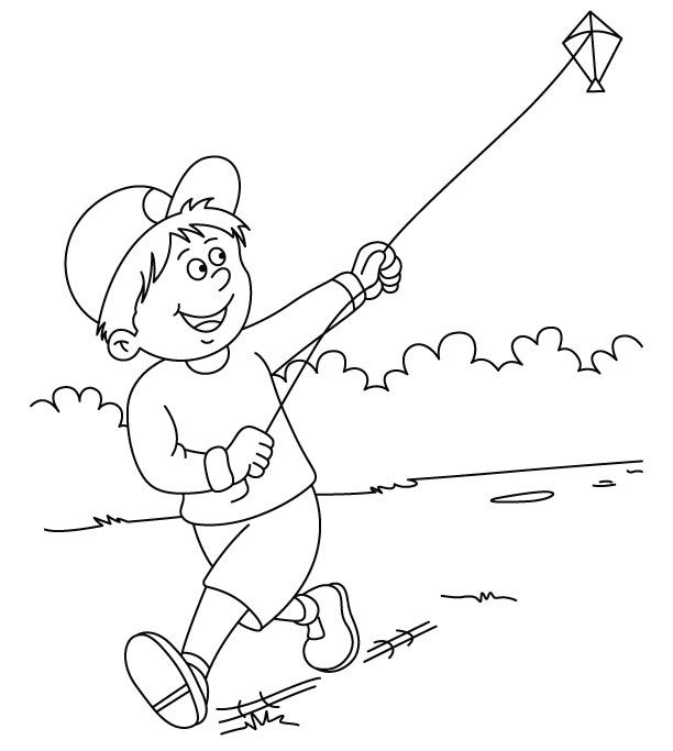 612x683 Pictures Of Children Flying Kites Flying Kite Coloring Page1
