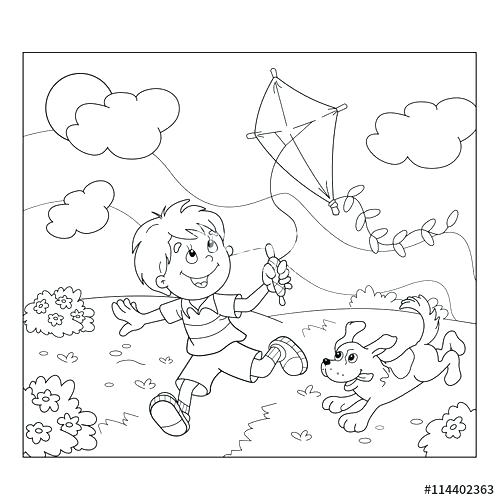 500x500 Cartoon Dog Coloring Pages Coloring Pages Kite Flying Coloring