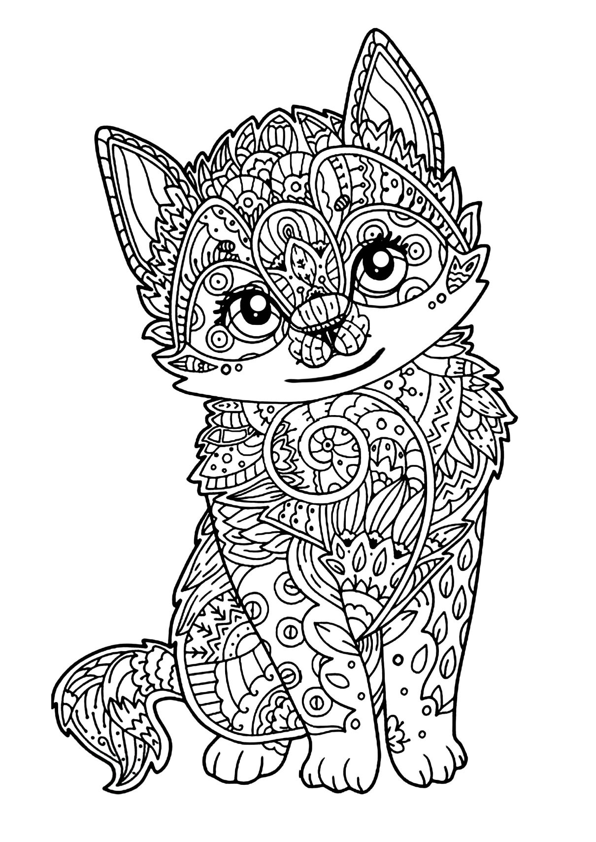 1210x1708 Cat And Kitten Coloring Pages