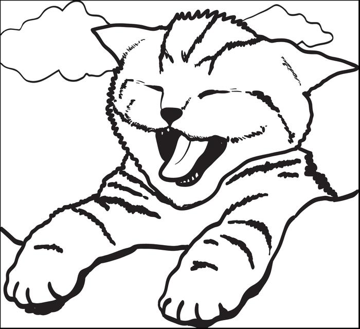 700x640 Coloring Pages Cat Free Printable Cute Kitty Cat Yawning Coloring
