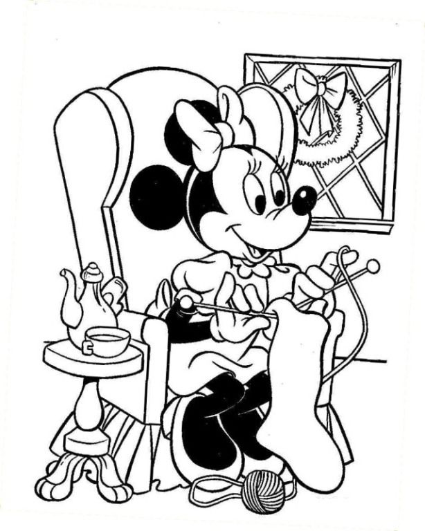 614x768 Minnie Knitting Coloring Page