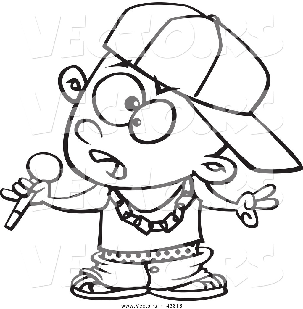 1024x1044 Vector Of A Black Cartoon Boy Rapping