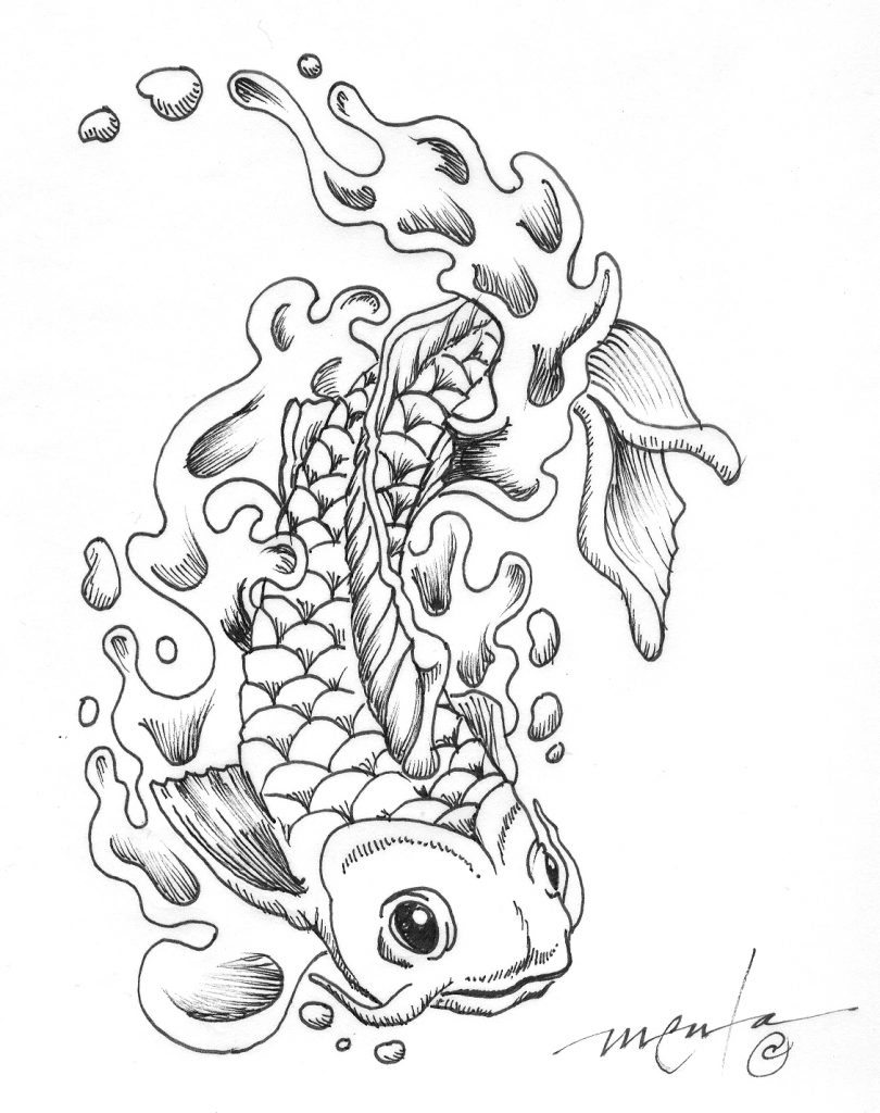 810x1024 Koi Fish Coloring Page