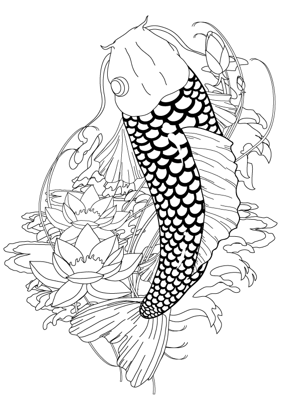 612x792 Koi Fish Coloring Pages To Download And Print For Free