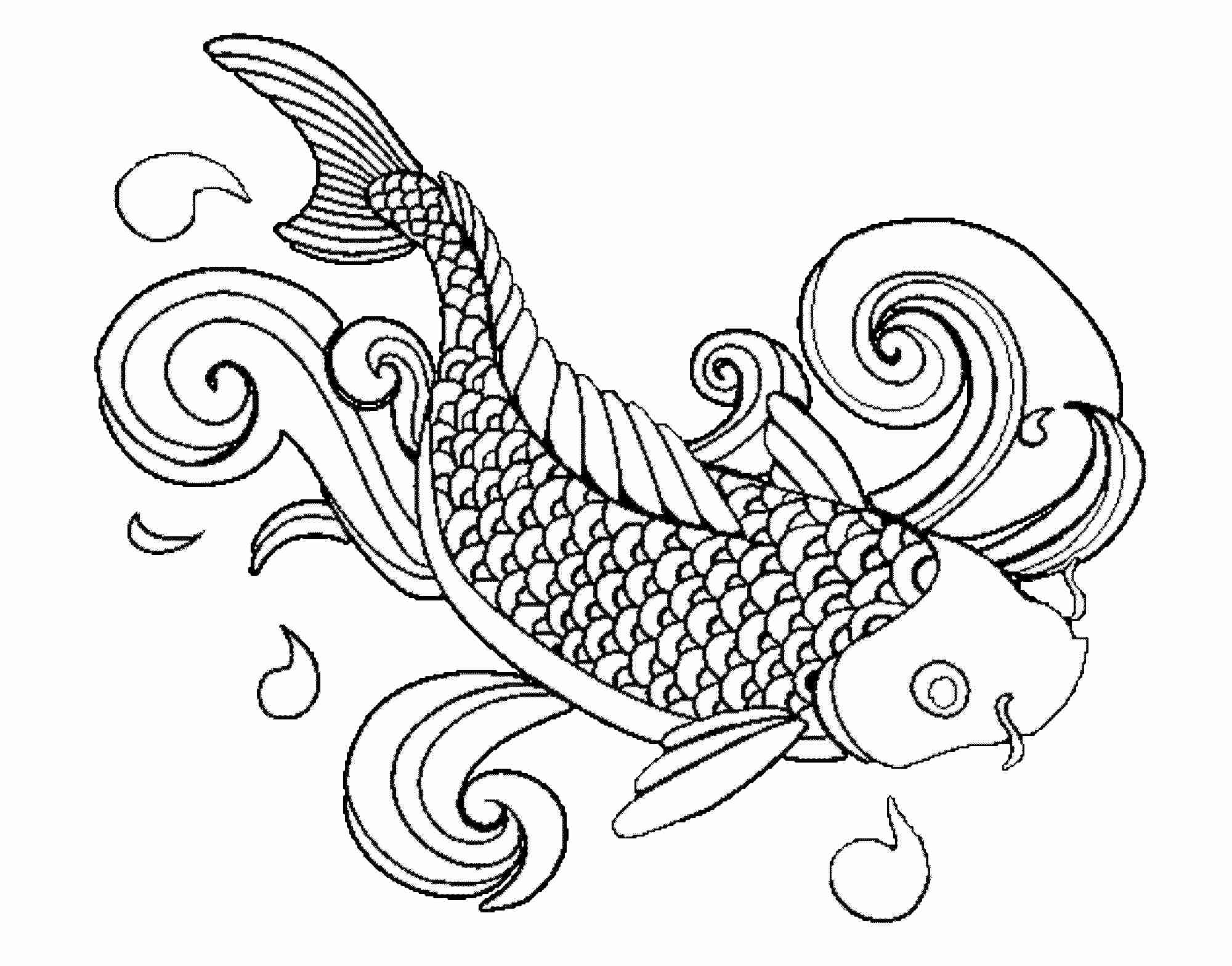 2000x1567 Free Japanese Koi Fish Coloring Pages For Adult Www Striking Coy