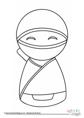 320x452 Kokeshi Doll Colouring Page 6 Work Kokeshi Dolls
