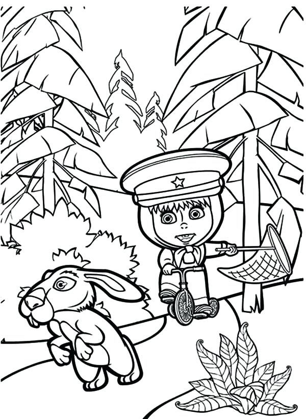600x821 And The Bear Chasing Rabbit Coloring Pages Color And The Bear