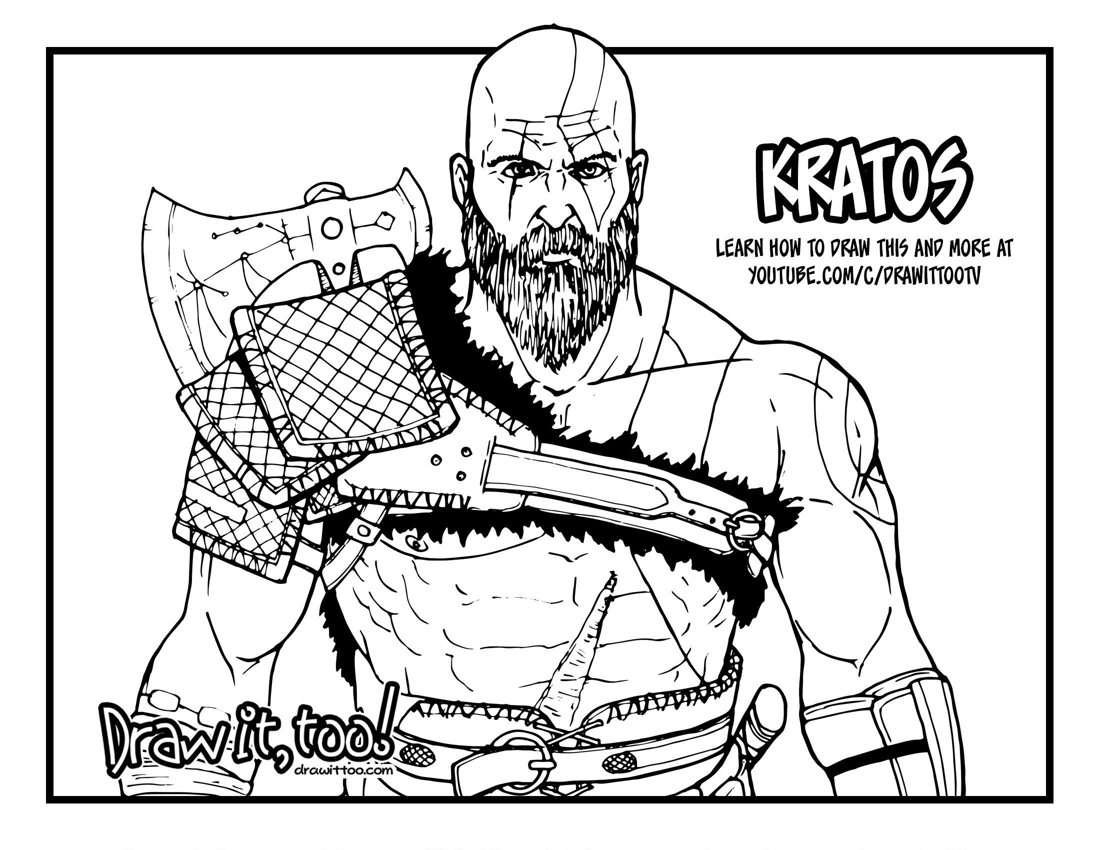 2200x1700 How To Draw Kratos (God Of War) Drawing Tutorial Draw It, Too!