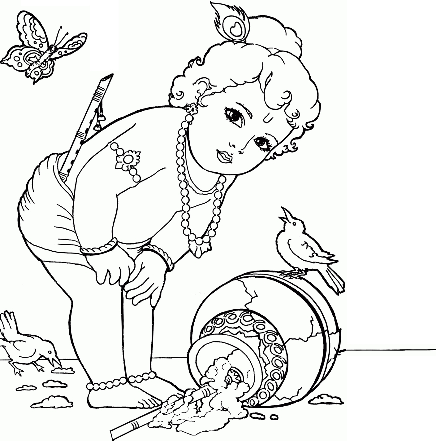 1409x1423 Little Krishna Cartoon Images To Draw Chhota Bheem And Krishna