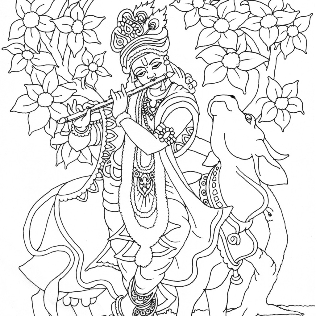 1024x1024 Coloring Pages Of Krishna
