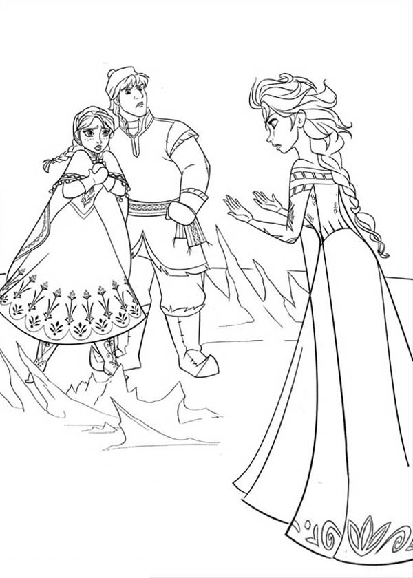 600x840 Anna And Kristoff In Arguing With Elsa Coloring Page Coloring Page