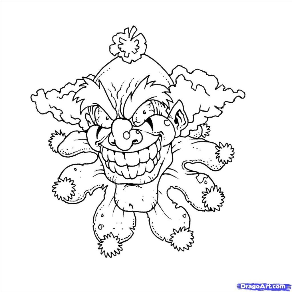 1023x1023 Coloring Pages Of Clowns With Balloons Free Printable Scaryuring