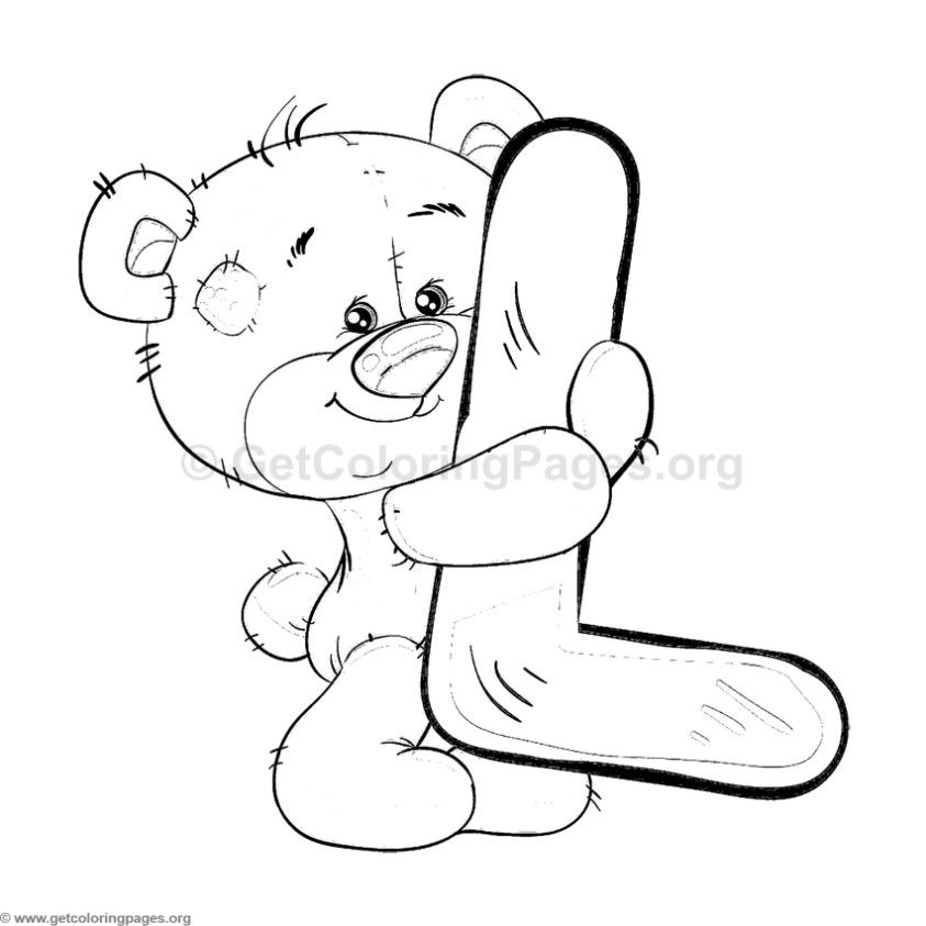 843x843 Teddy Bear Alphabet Letter L Coloring Pages Add Color To It