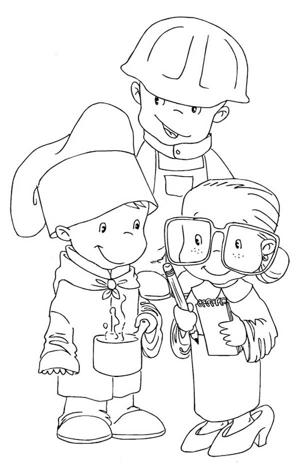 600x927 Children Dress As Workers In Labor Day Coloring Page Color Luna