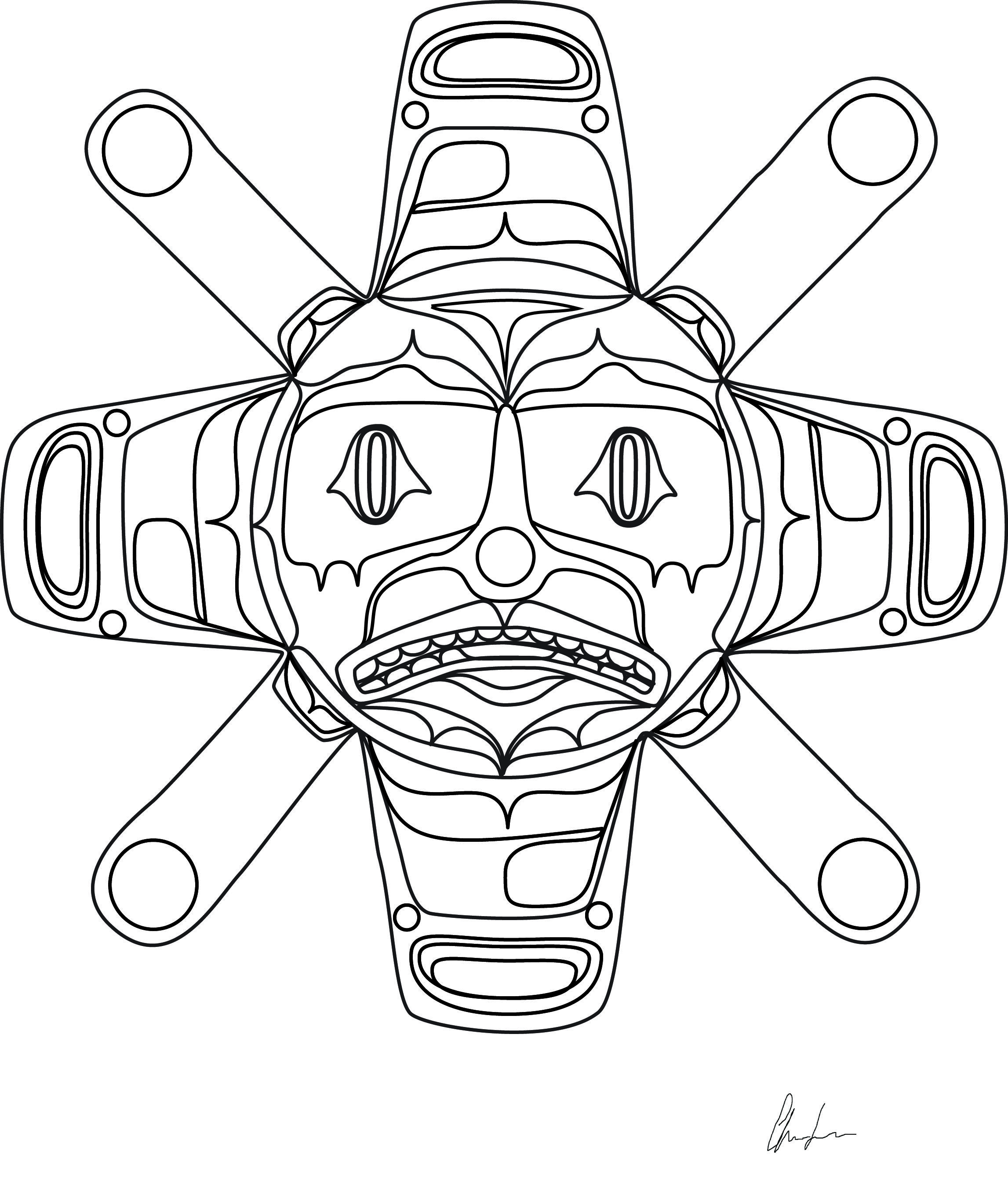 2293x2708 Summer Sun Coloring Book Design. Northwest Coast First Nations
