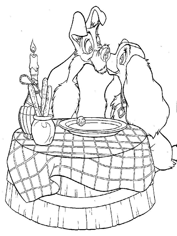 750x1000 Lady And Tramp Coloring Pages. Download And Print Lady And