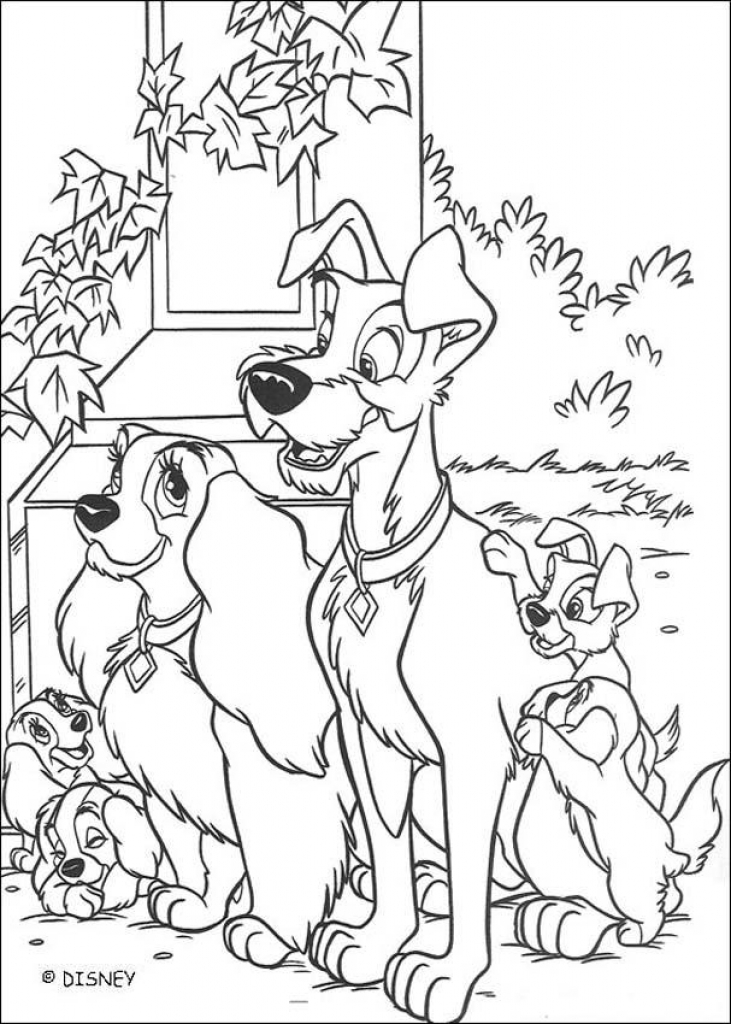 731x1024 Lady, Tramp Puppies Coloring Pages Hellokids With Lady