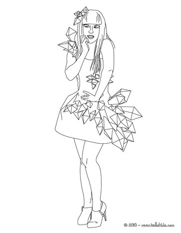 364x470 Lady Gaga Beautiful Dress Coloring Pages