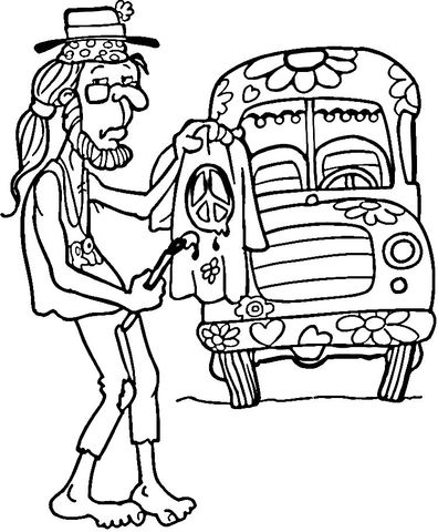 396x480 Hippie Man Coloring Page Color Pages Hippie Men