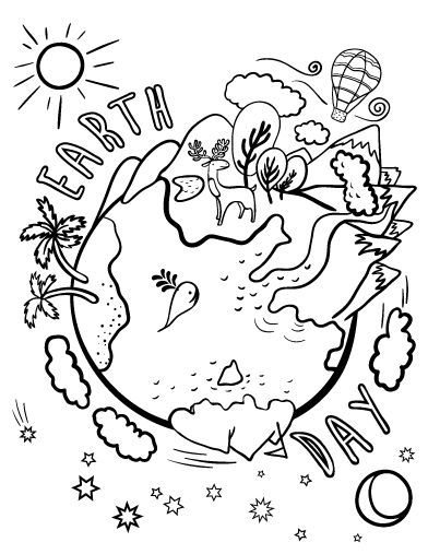 392x507 Printable Earth Day Coloring Page. Free Pdf Download