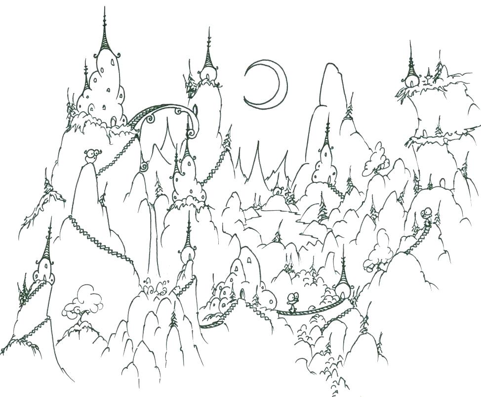 974x803 Landforms Coloring Pages Fantasy Landscape At Night Difficult
