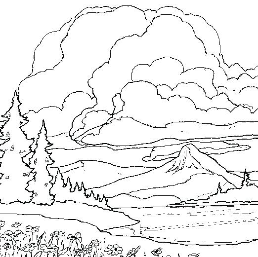 522x521 Mountain Coloring Pages Landscape Color Pages Mountain Coloring