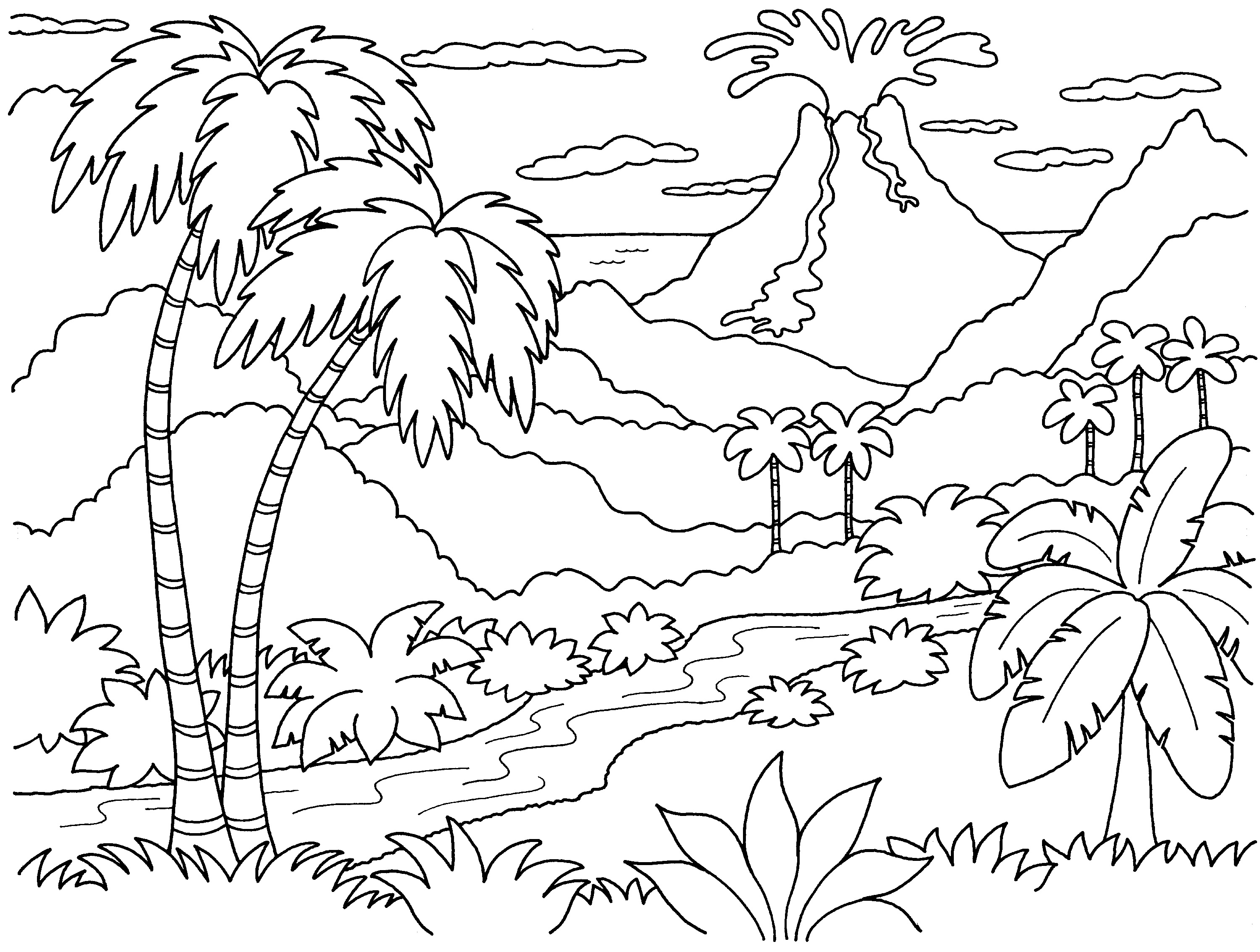 3000x2267 Exclusive Landscape Coloring Pages For Kids Na