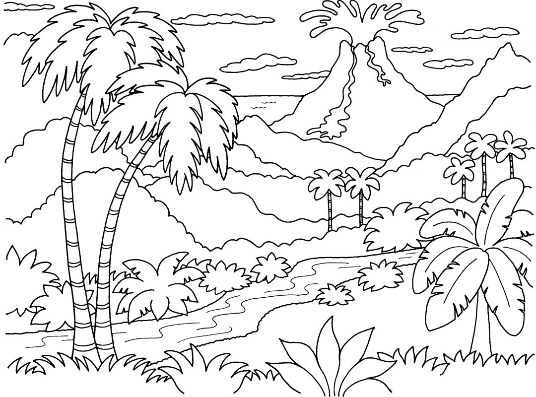 1080x800 Christmas Night Scenery Coloring Beautiful Printable Pages