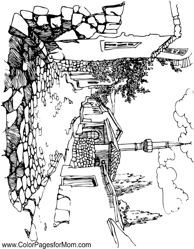 640x820 Landscape Coloring Pages Adults Landscape Coloring Page 42