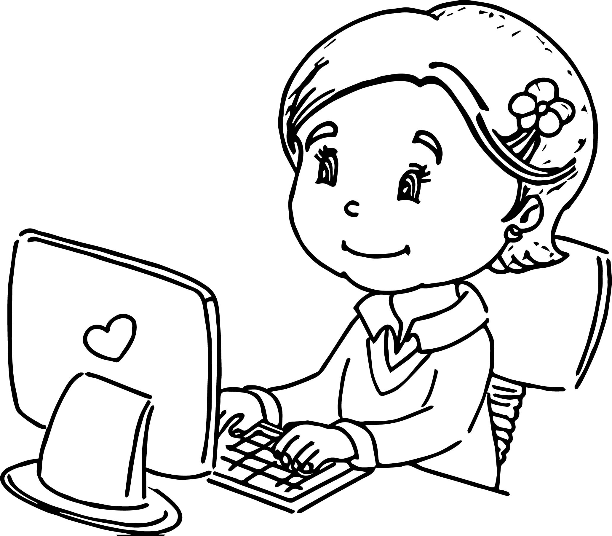 2065x1808 Coloring Page Of Smiley Pencil With Laptop Point Computer Pages