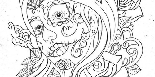 500x250 Day Of The Dead Coloring Pages For Adults