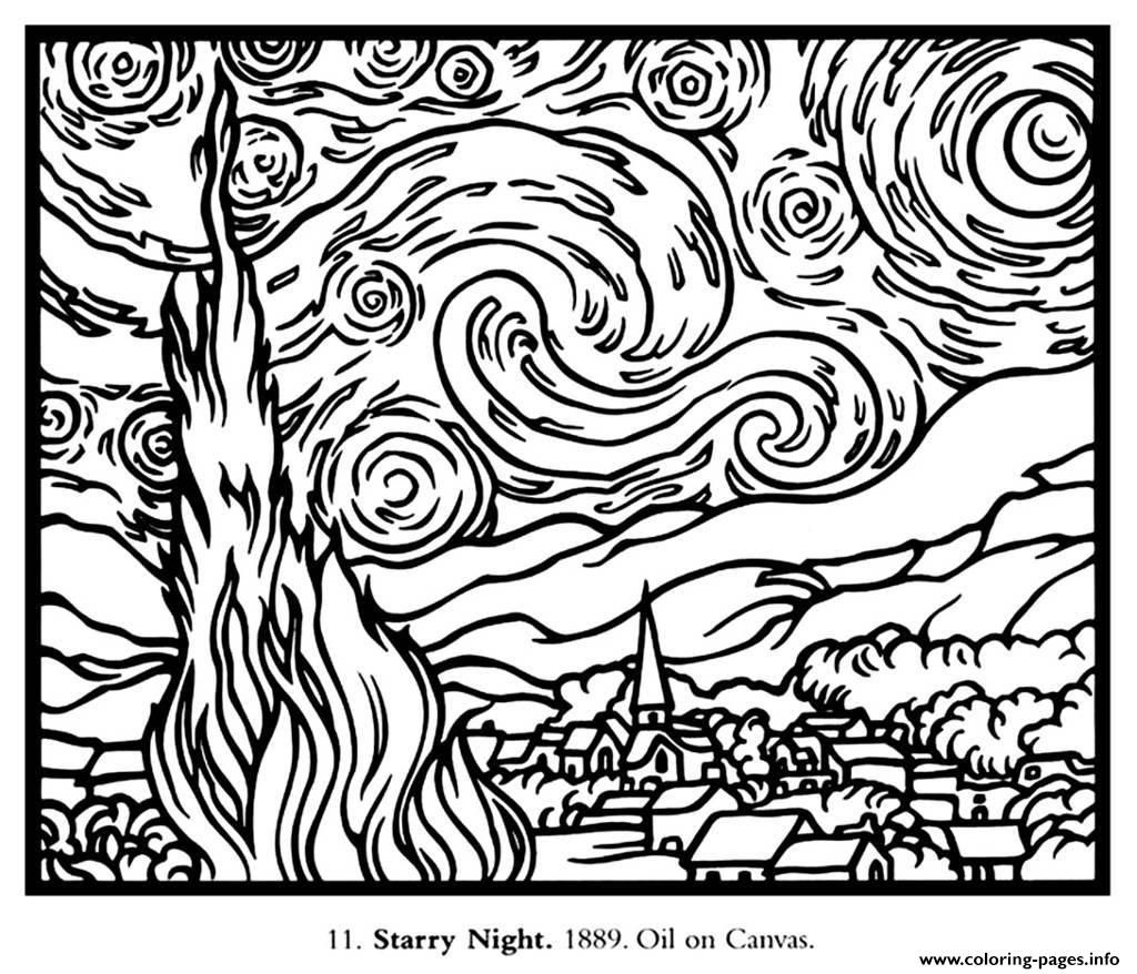 1024x878 Print Adult Van Gogh Starry Night Large Coloring Pages Adult